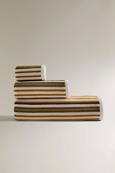 SERVIETTE DE BAIN VELOURS RAYURES
