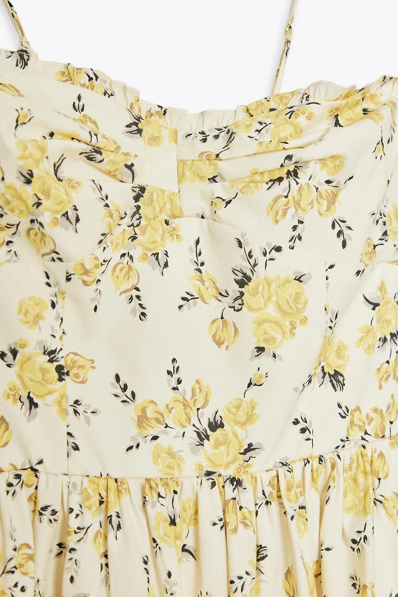 ROBE MIDI EN POPELINE IMPRIMÉE FLEURS