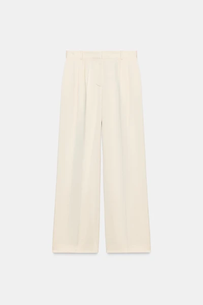 PLEATED STRAIGHT LEG PANTS