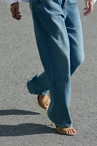 SANDALES À TALONS EN CUIR