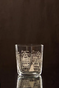 CHRISTMAS GLASS TUMBLER WITH HOUSE PRINT