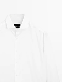 Slim fit cotton shirt with double cuffs