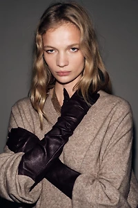 100% LEATHER LONG GLOVES