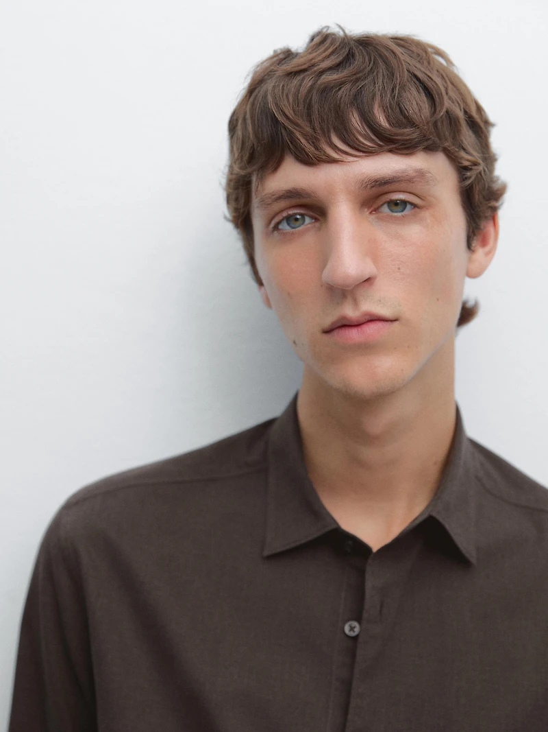 Slim fit twill melange shirt