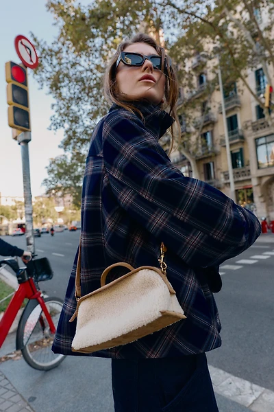 LONG FAUX SHEARLING BAG