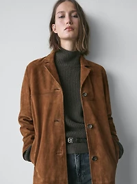 Long suede leather coat