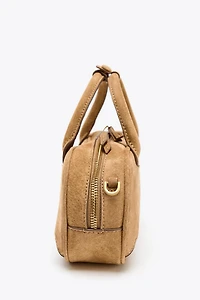 MINI SAC EN CROÛTE DE CUIR À DOUBLE ANSE