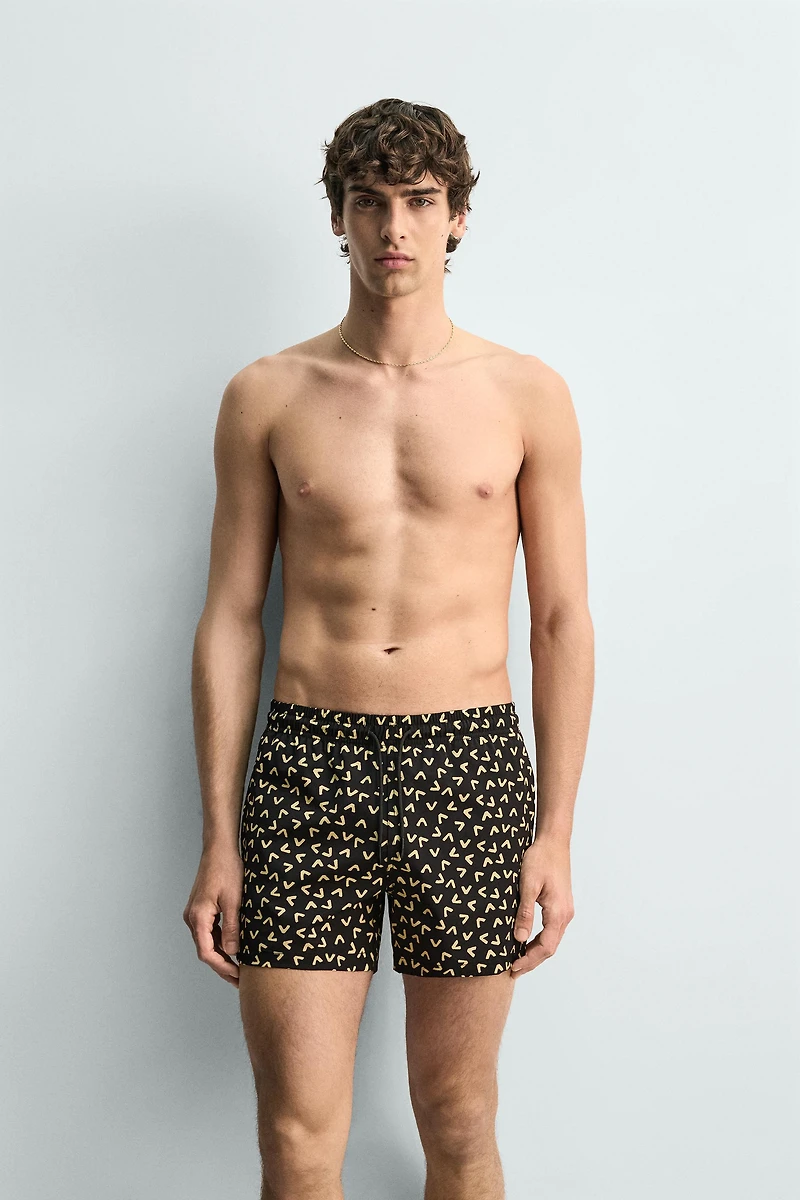 GEOMETRIC PRINT SHORT SWIMSUIT