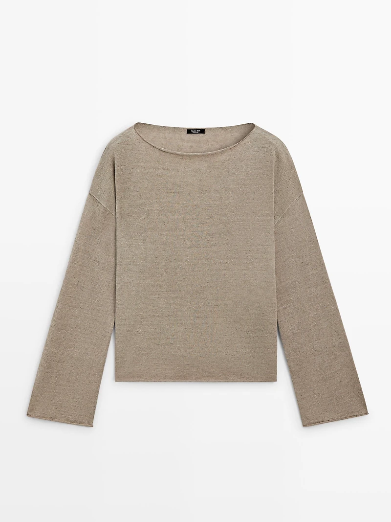 Pull en maille 100 % lin à col bateau