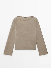 Pull en maille 100 % lin à col bateau