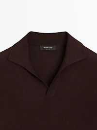 Knit sweater with a polo collar