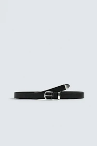 LEATHER BELT WITH METAL TIP
