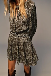 METALLIC THREAD PRINTED MINI DRESS