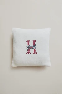 COUSSIN LIN BRODÉ LETTRE H