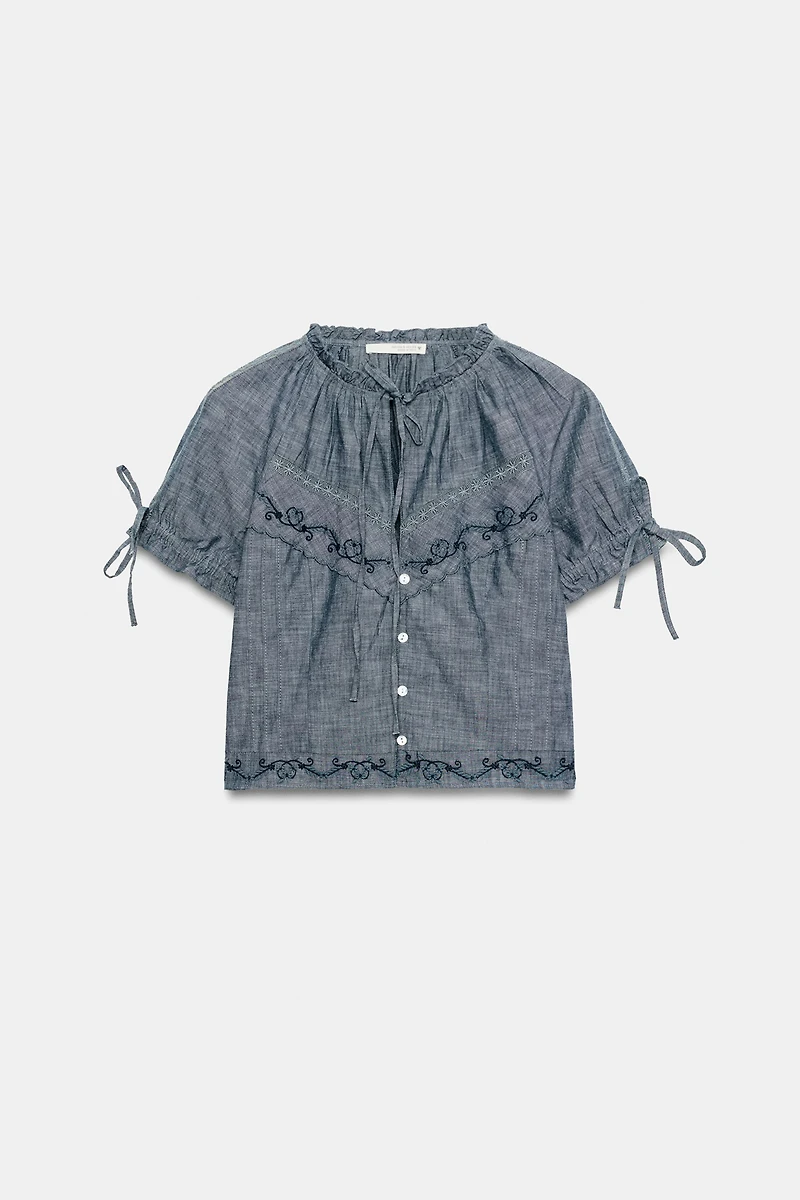 EMBROIDERED BOW SHIRT