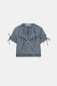 EMBROIDERED BOW SHIRT