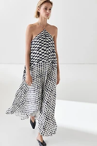 Printed flared midi dress