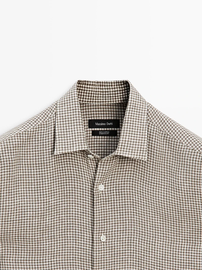 100% linen regular fit check shirt