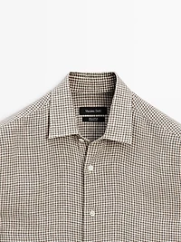100% linen regular fit check shirt