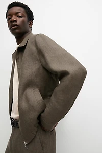 Faded linen total look jacket