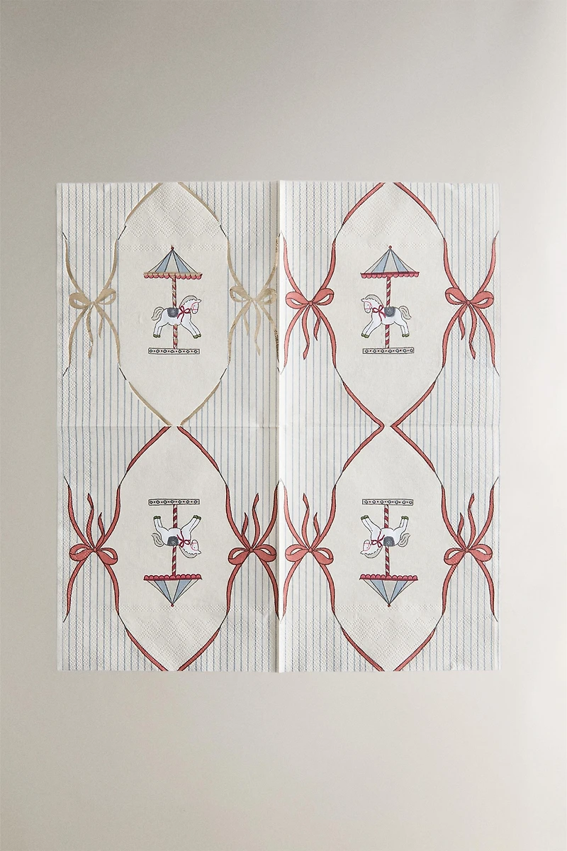 SET OF CHILDREN'S CHRISTMAS CAROUSEL PAPER NAPKINS (SET OF 20)