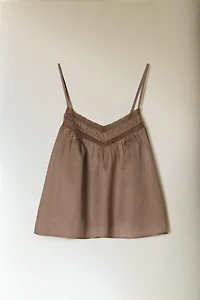 GATHERED SATEEN TOP