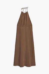 FLOWY OPEN-BACK HALTER DRESS