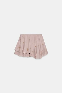 RUFFLED BEADED MINI SKIRT