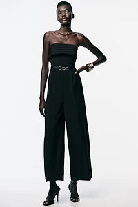 CREPE BUSTIER JUMPSUIT WITH BELT