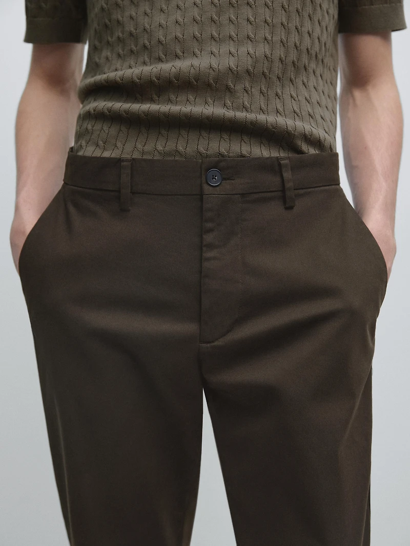 Slim fit cotton trousers