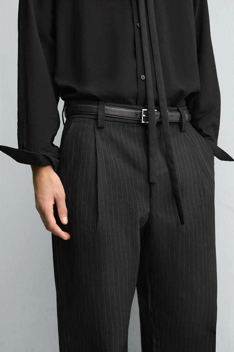 STRIPED TEXTURED CHINO PANTS