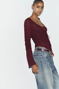 TOP À LACETS ET FRONCES