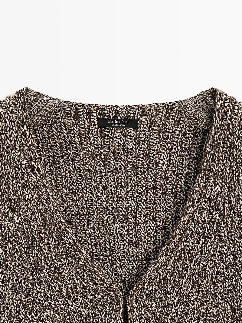 Cotton blend V-neck knit vest