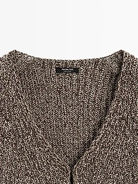 Cotton blend V-neck knit vest