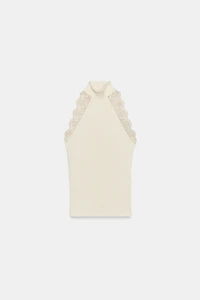 TOP CÔTELÉ DENTELLE