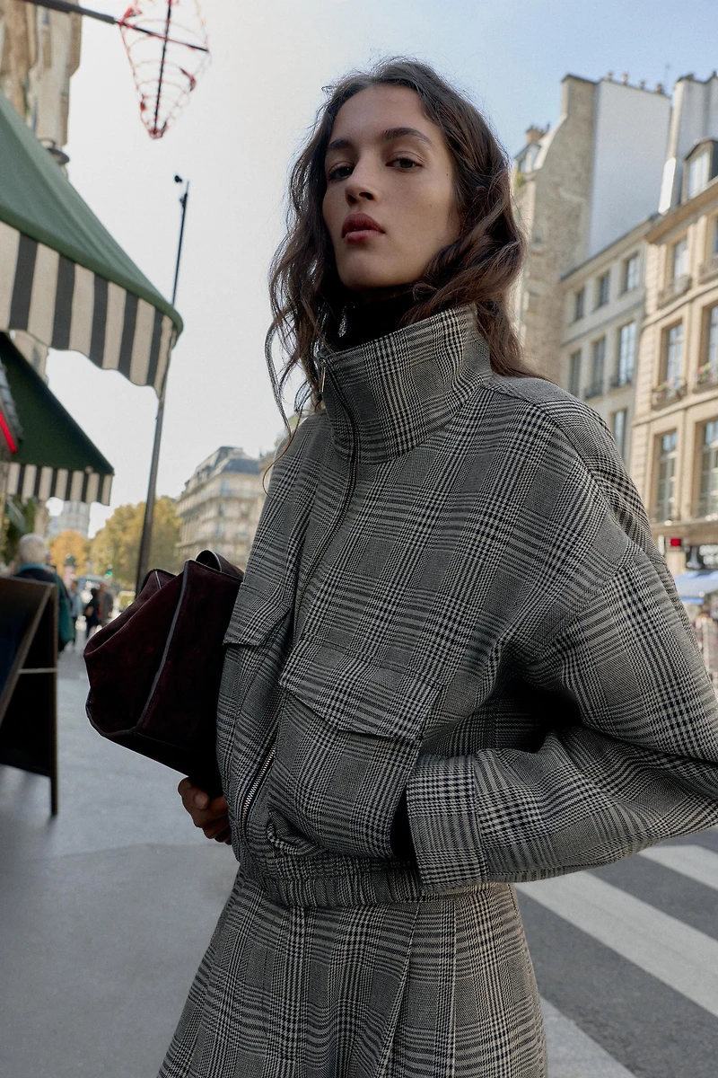 HOUNDSTOOTH BOMBER JACKET