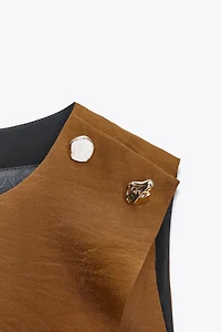 SATIN EFFECT WRAP TOP