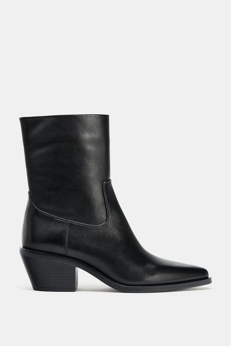 LEATHER COWBOY ANKLE BOOTS