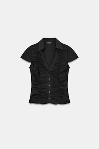 RUCHED POPLIN TOP