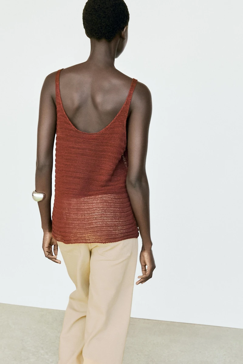 Textured knit strappy top