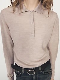 Wool knit polo sweater