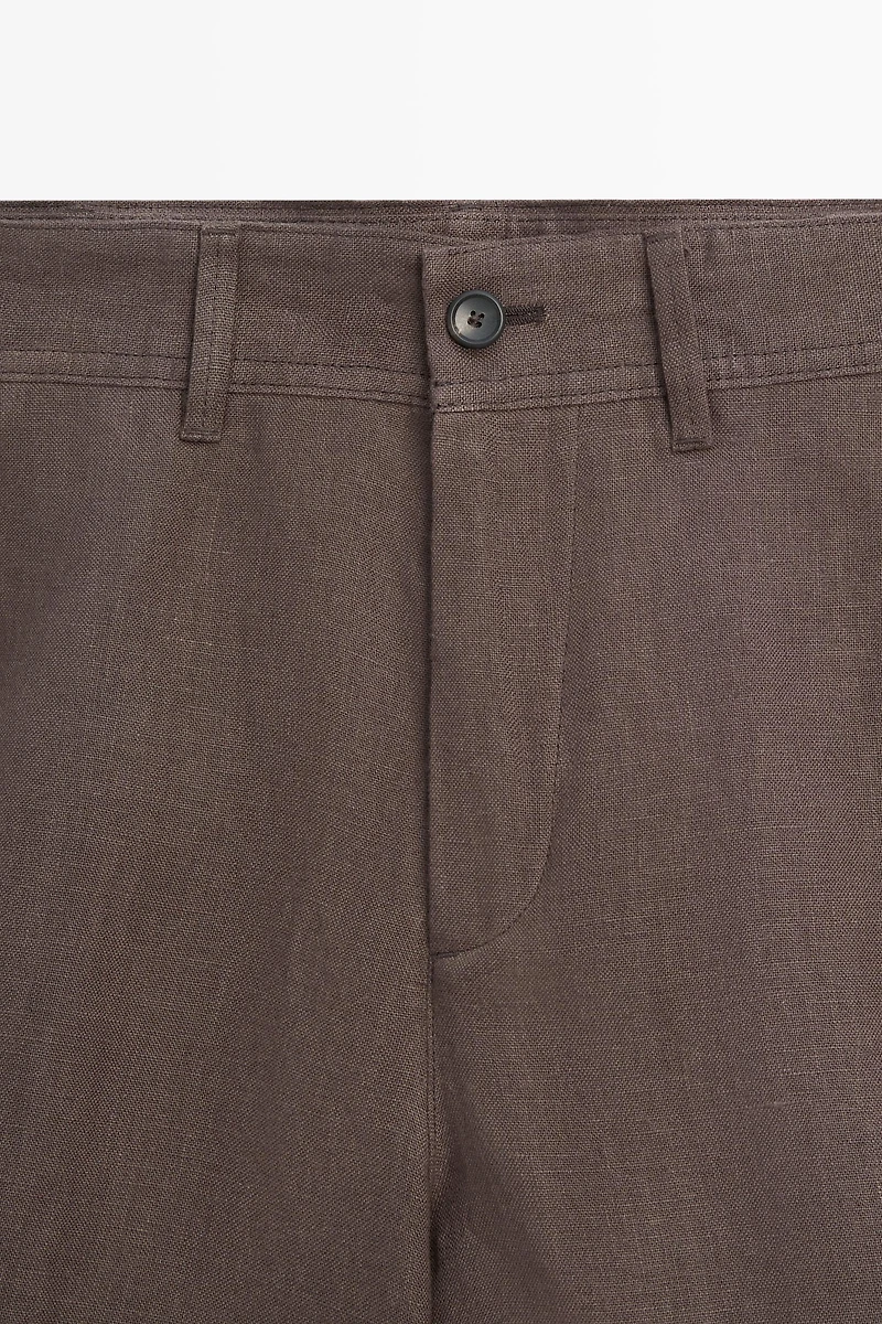 100% linen short Bermuda shorts