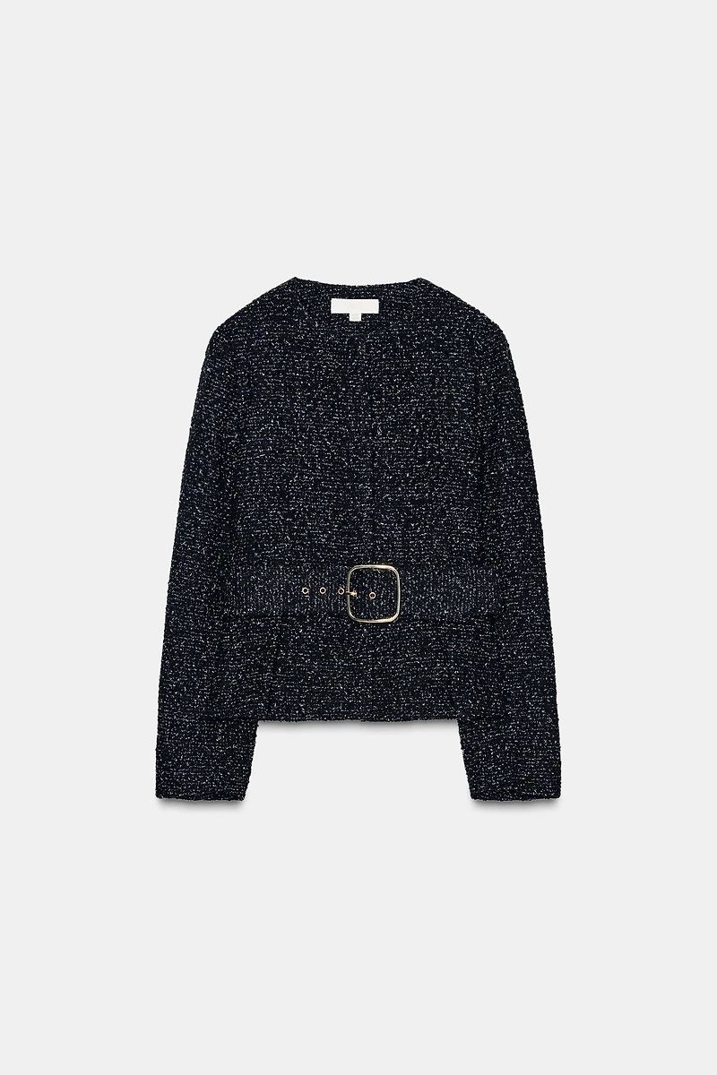 TEXTURED BELTED BLAZER