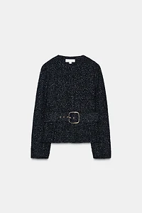 TEXTURED BELTED BLAZER