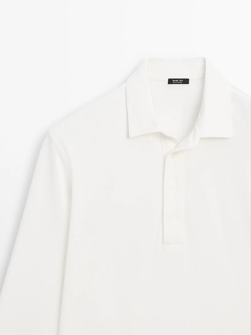Polo 100 % coton à manches longues