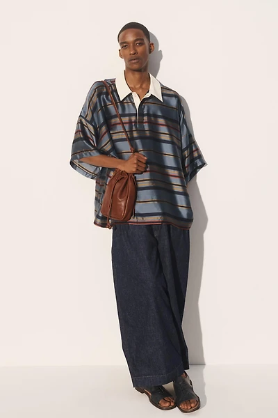 CUPRO-SILK BOXY FIT POLO SHIRT