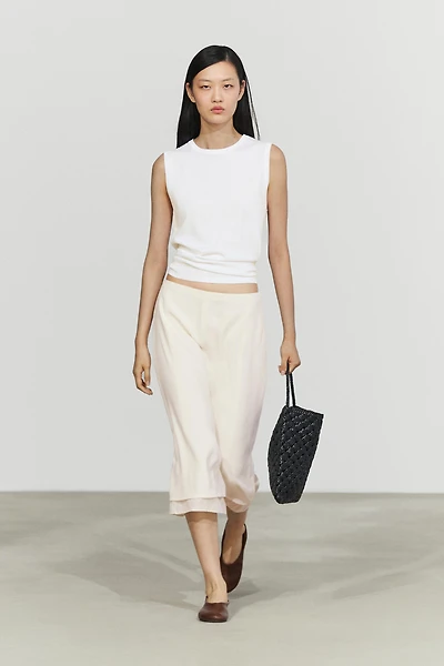 Double-layered midi skirt with seam detail