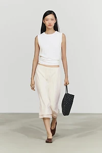 Double-layered midi skirt with seam detail