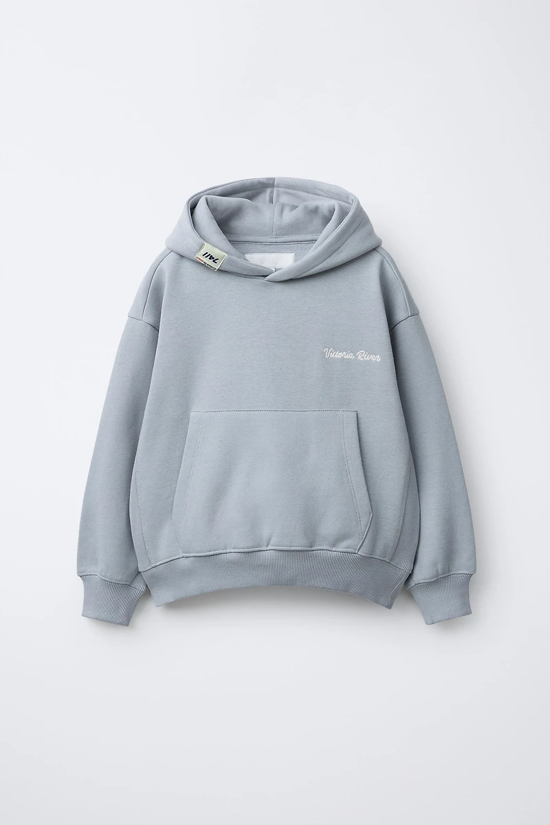 PLUSH SWEATSHIRT AND JOGGER PANTS SET WITH TEXT