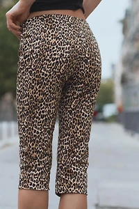 PANTALON CAPRI À IMPRIMÉ ANIMALIER